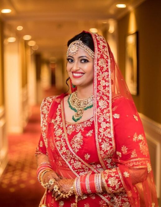 Punjabi Royal Bride Hotel Luxury wedding makeup Tejaswini Jaipur