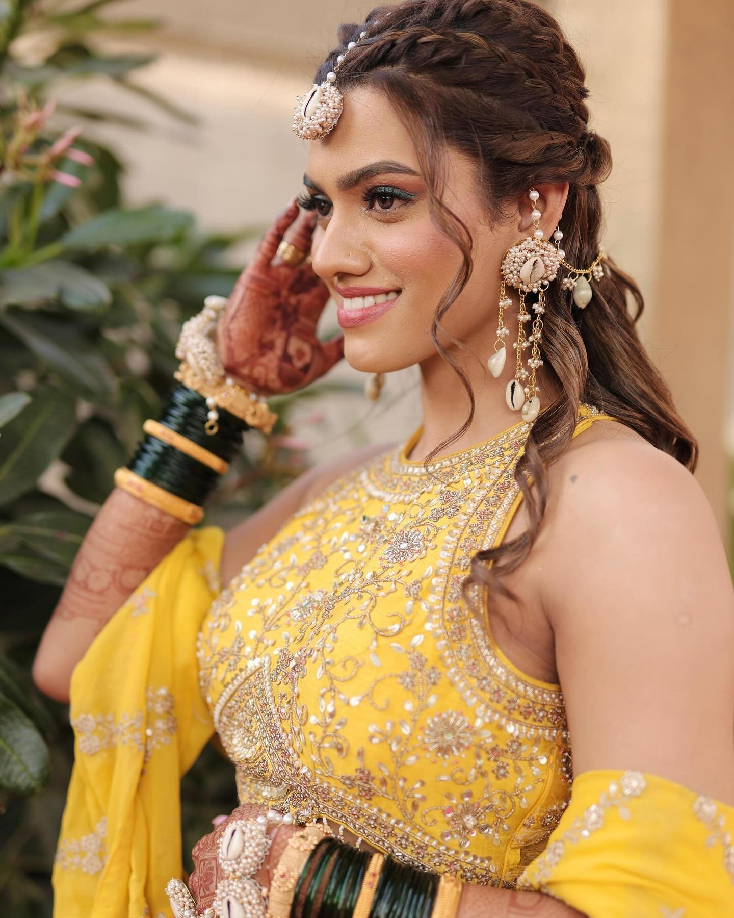 Maharashtrian bride haldi glam portrait, Mumbai