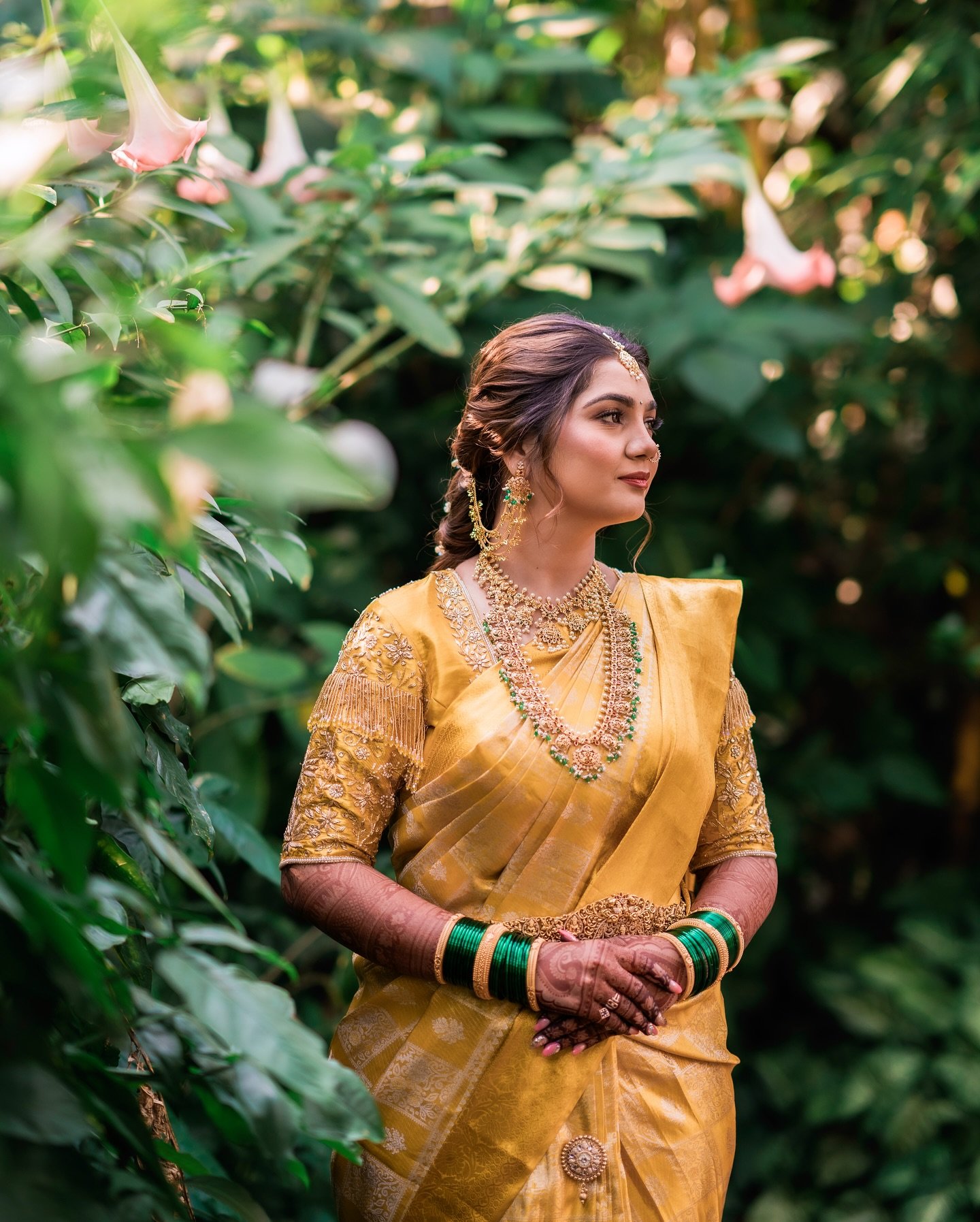 Haldi and mehendi bridal makeup by Tejaswini