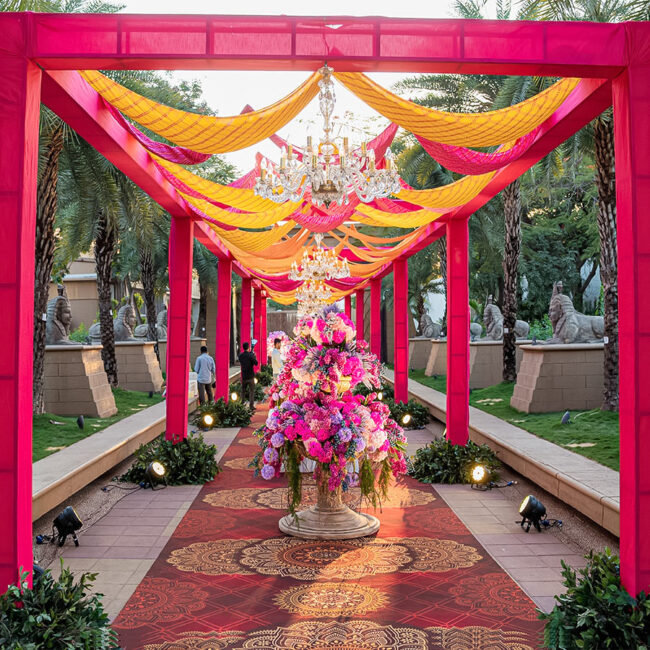 Outdoor wedding setup at The Corinthians Resort and Club, Pune