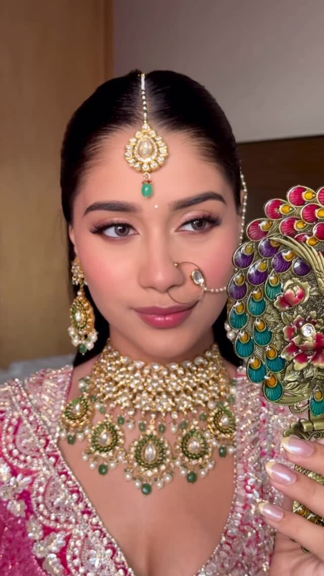 Kundan and emerald, wedding day - Indian bridal makeup by Tejaswini