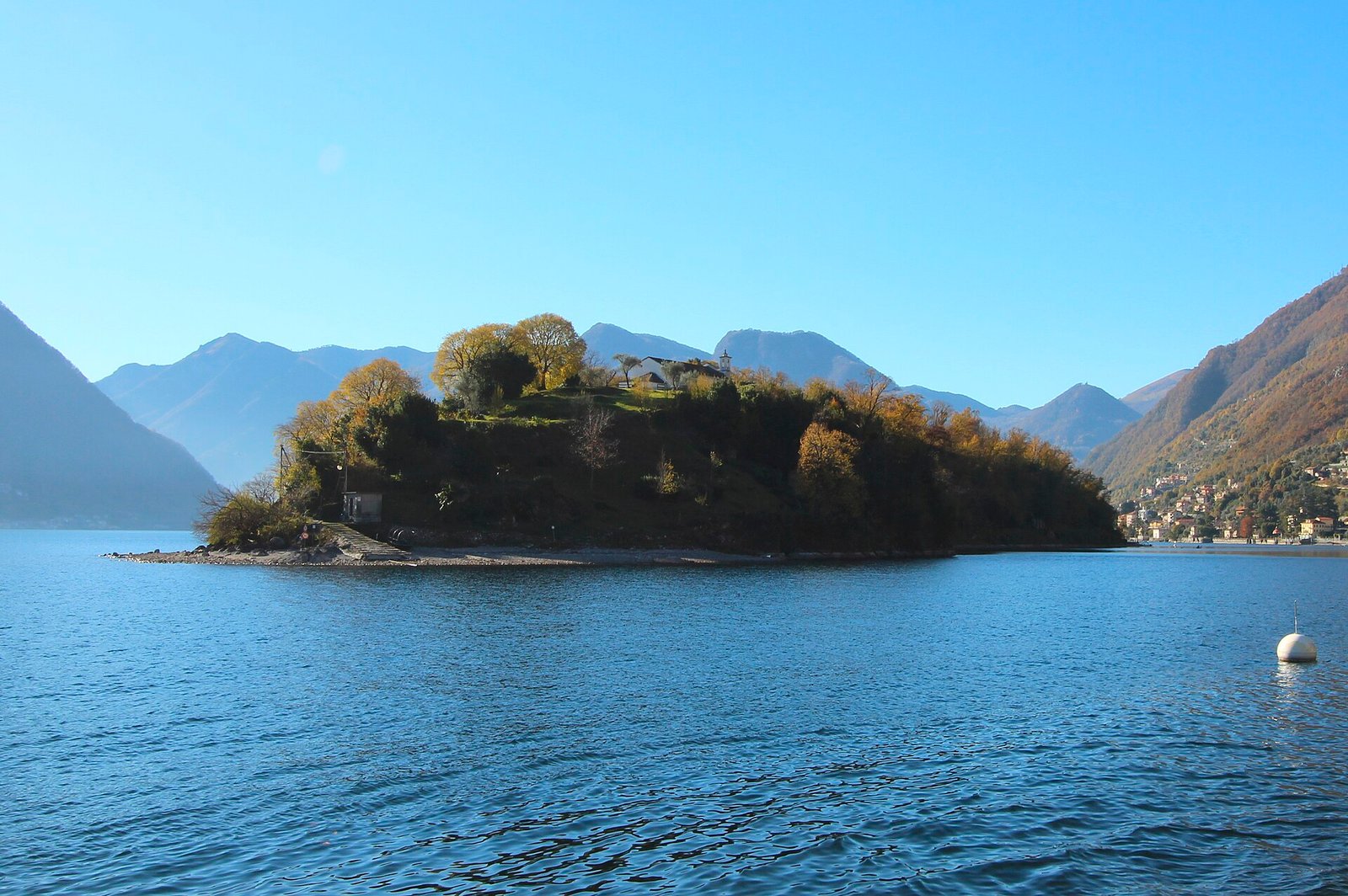 Isola Comacina and the Tremezzina shore of Lake Como