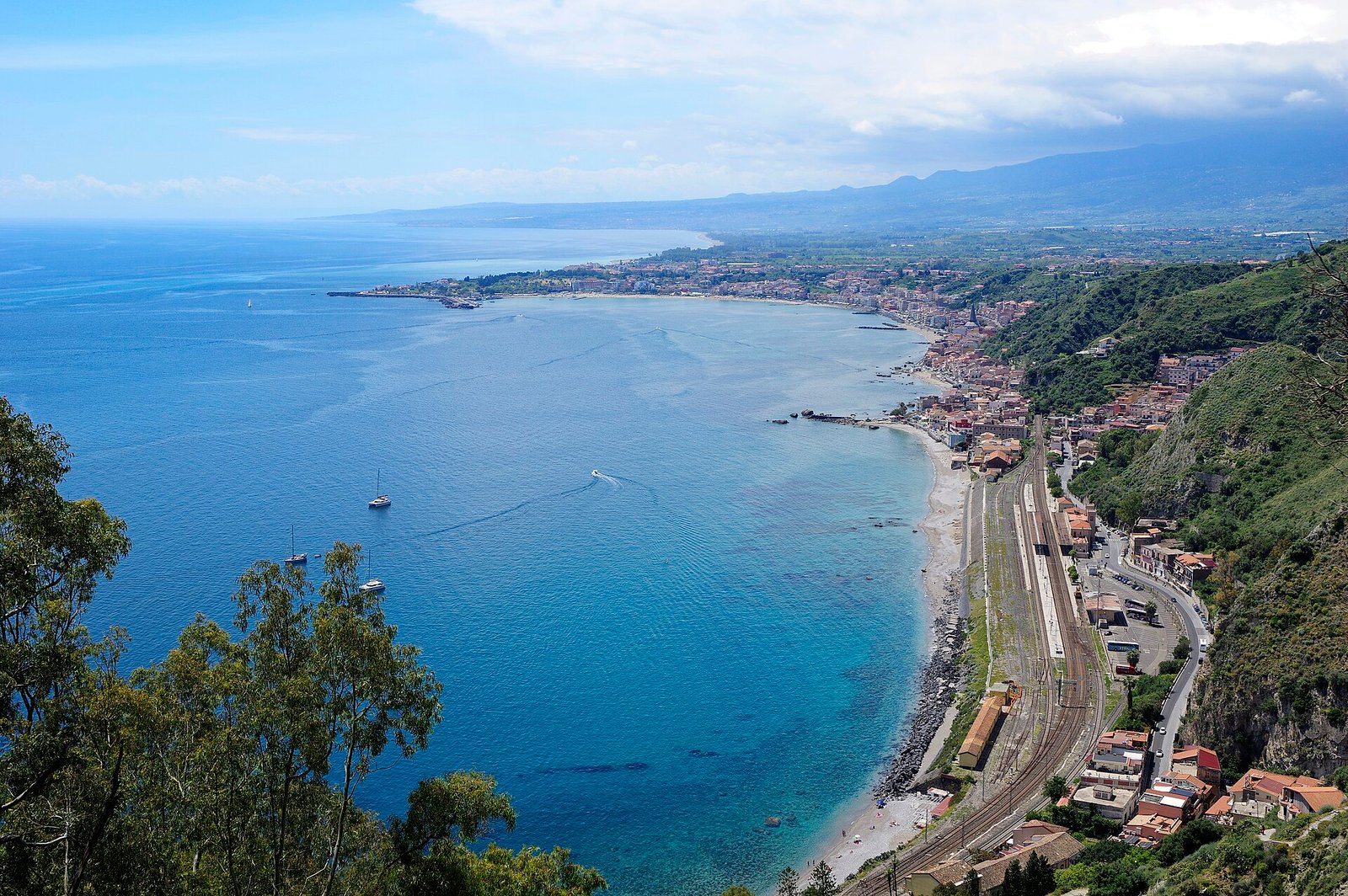 Taormina on its cliff above the Ionian Sea