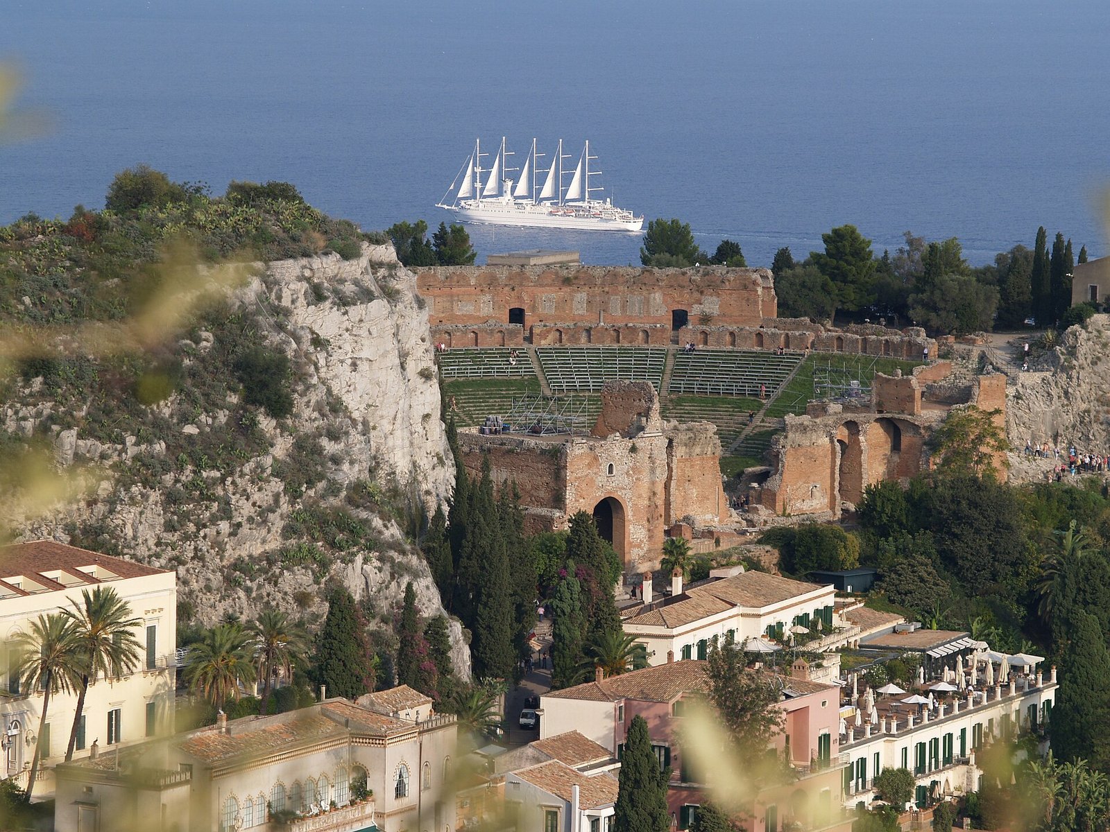 Taormina and the ancient theatre beside the Timeo