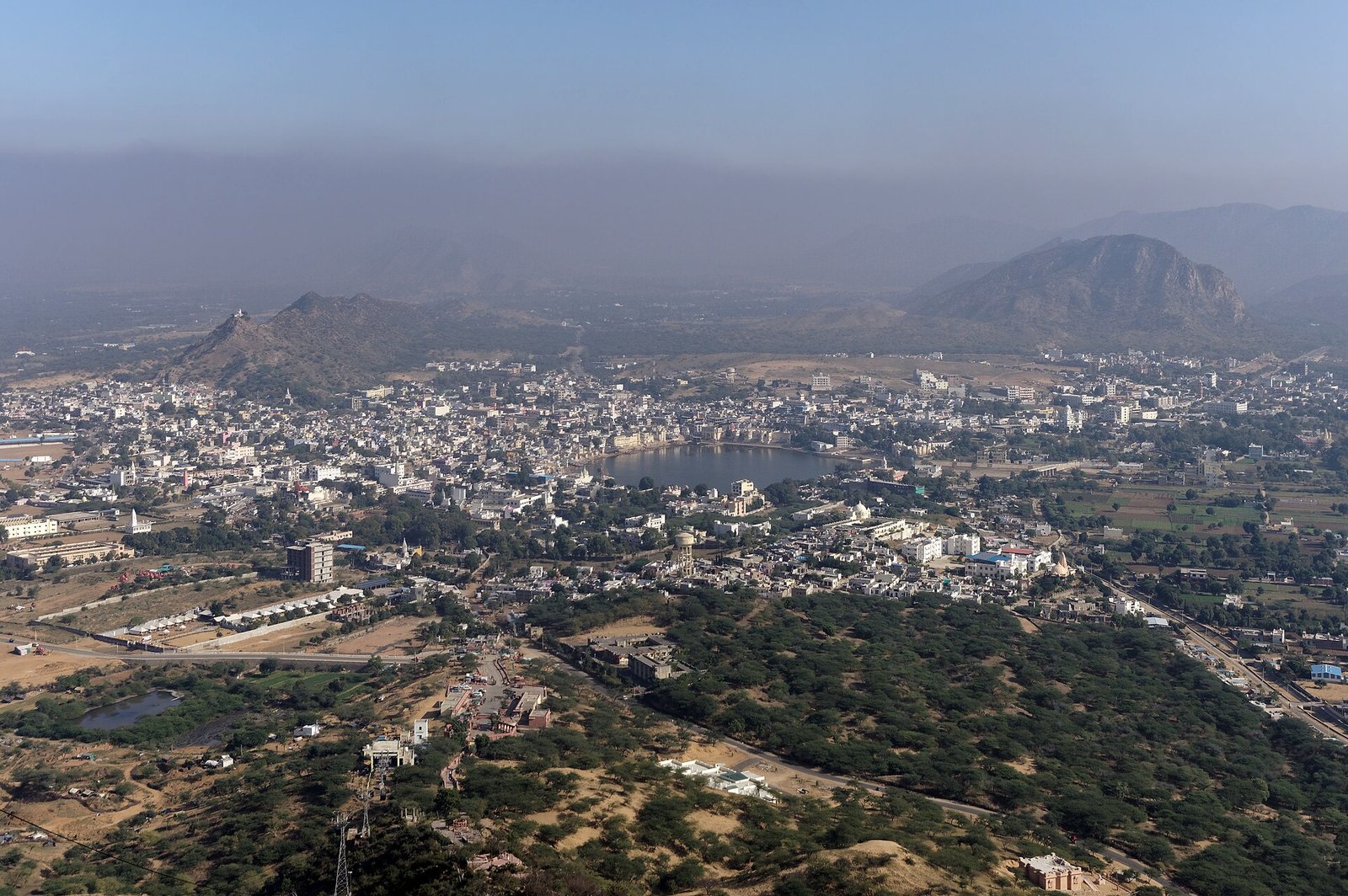 Pushkar and the Aravalli hills seen from Savitri temple