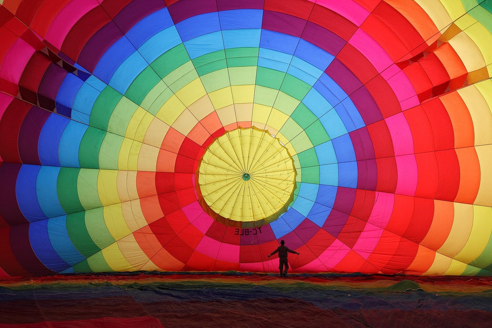 Balloon inflating before dawn